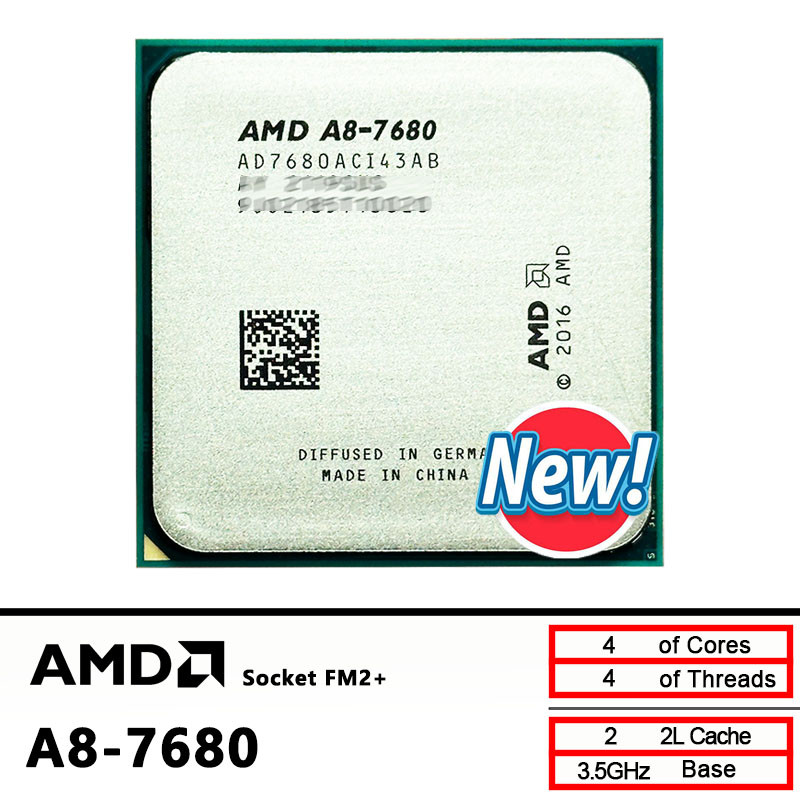 AMD  A8 7680 New A8-Series A8-7680 3.5GHz Quad-Core Quad-Thread CPU  AD7680ACI43AB 65W Socket FM2+