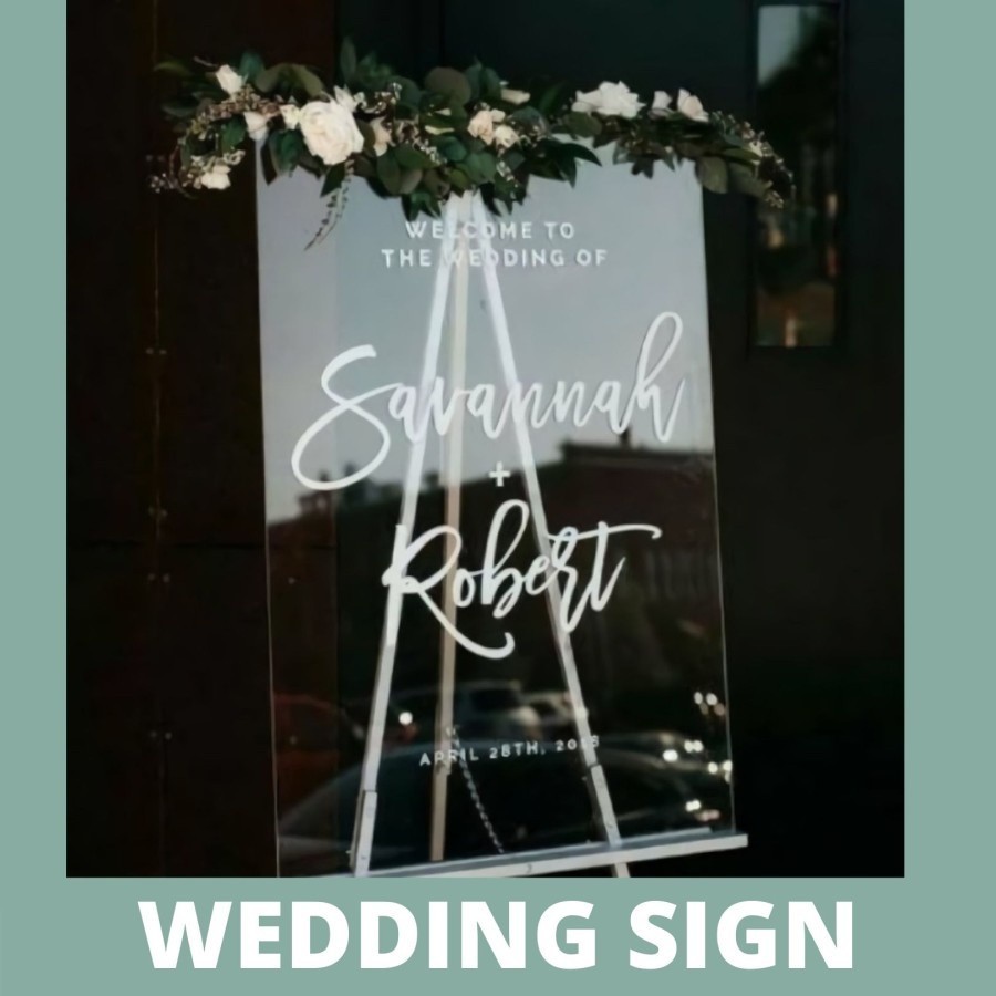 Welcome sign / wedding / lamaran / Acrylic motif- sign akrilik polos