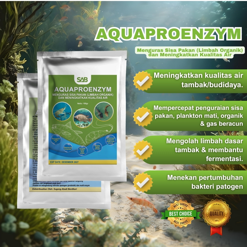 AQUAPROENZYM 100gr - Probiotik Bakteri Enzim utk Bioflok Ikan Udang dll -  AQUAPROENZYM Probiotik