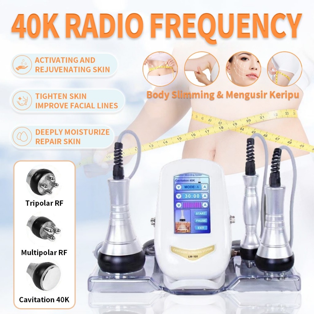3 in 1 RF 40K  Slimming Machine Radio Frequency Ultrasound 40k Cavitation Wajah Badan Burn Fat Pelan