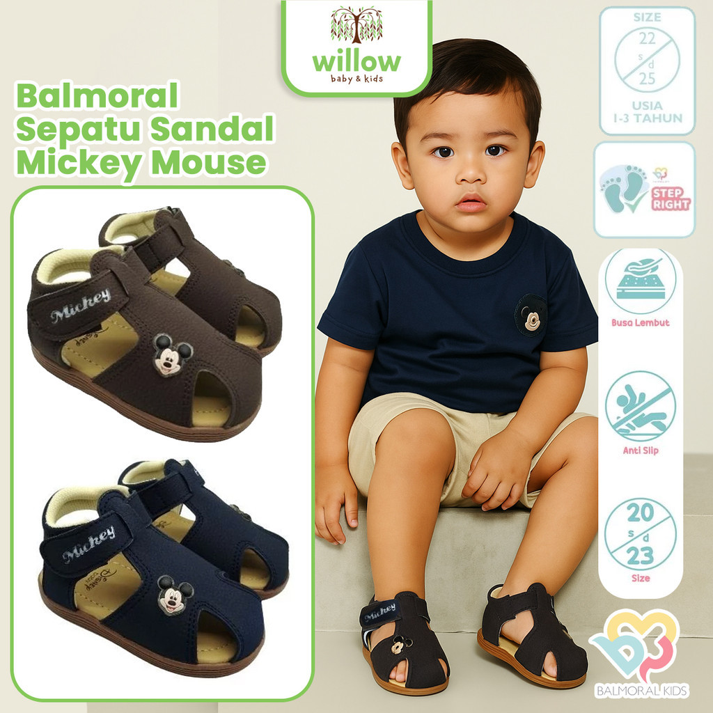 Sepatu Sandal Anak - Balmoral Kids Sepatu Sandal Mickey Mouse