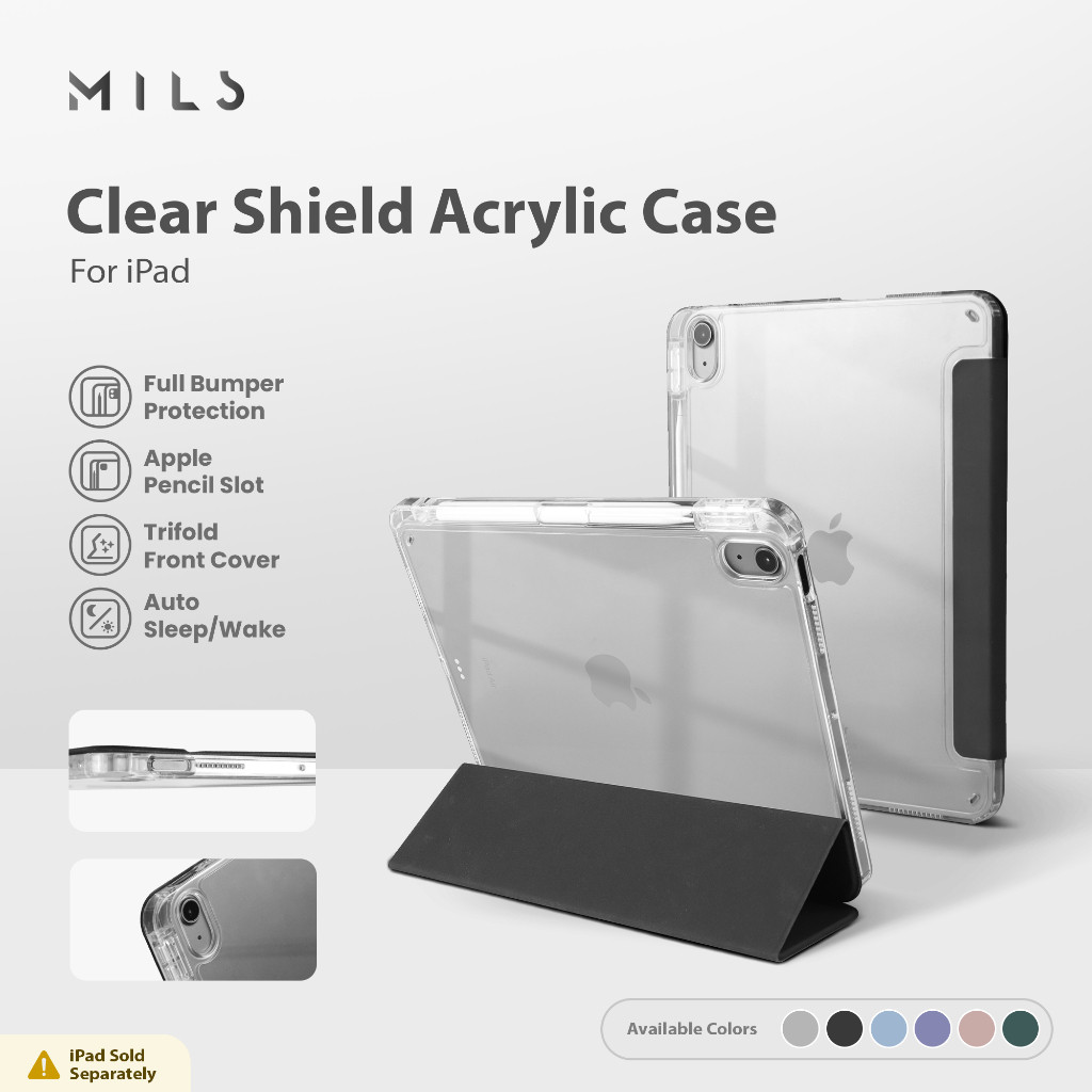 Zapfone Cellular Mils Technologies Clear Shield Acrylic Casefor iPad 5 6 7 8 9 10 10.2 10.5 10.9 Air