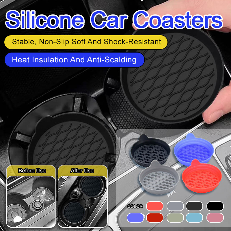 Alas Gelas Mobil PVC - Tatakan Gelas Anti Tumpah & Anti Panas - Untuk Semua Mobil - Waterproof & Mud