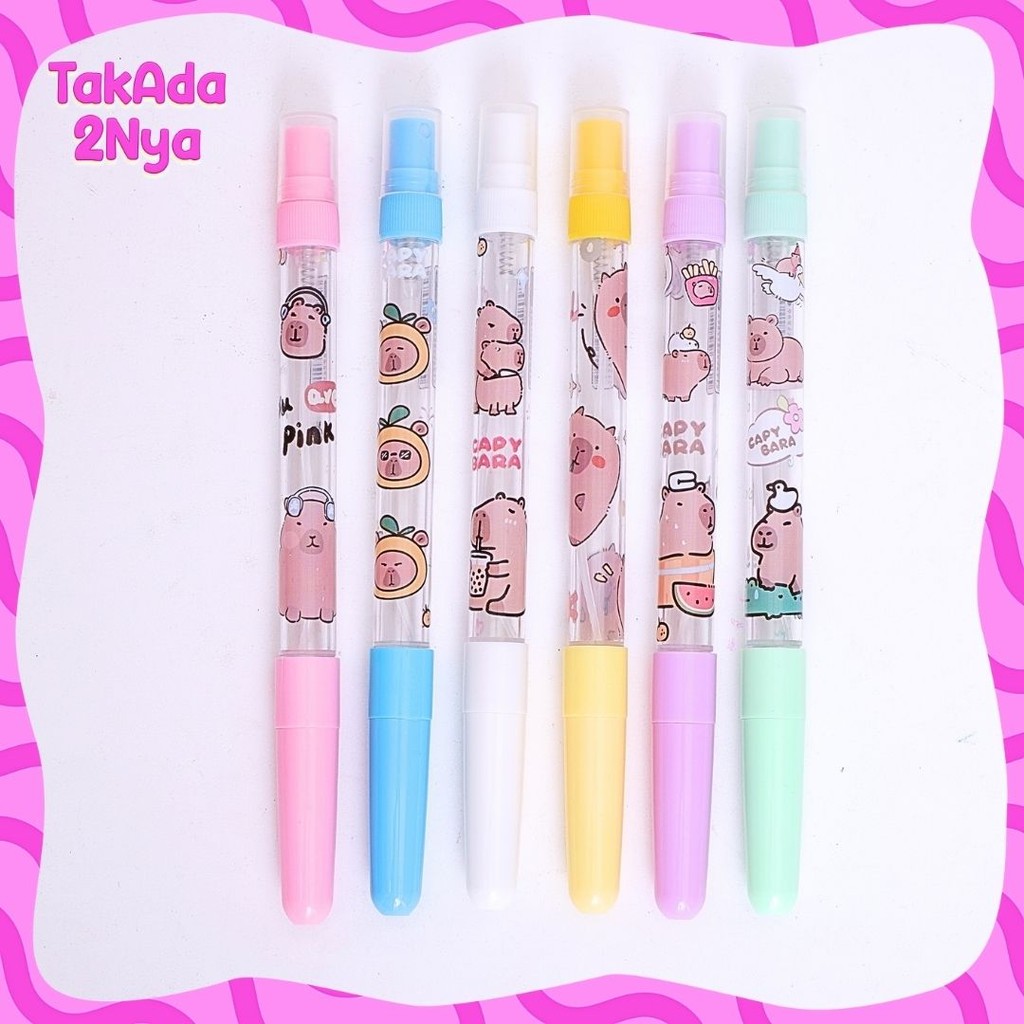 Pena Gel Spray Full Body Capybara PGK-1927 Tinta Hitam Pen Bolpen Lucu Hewan Transparan Bening Grosi