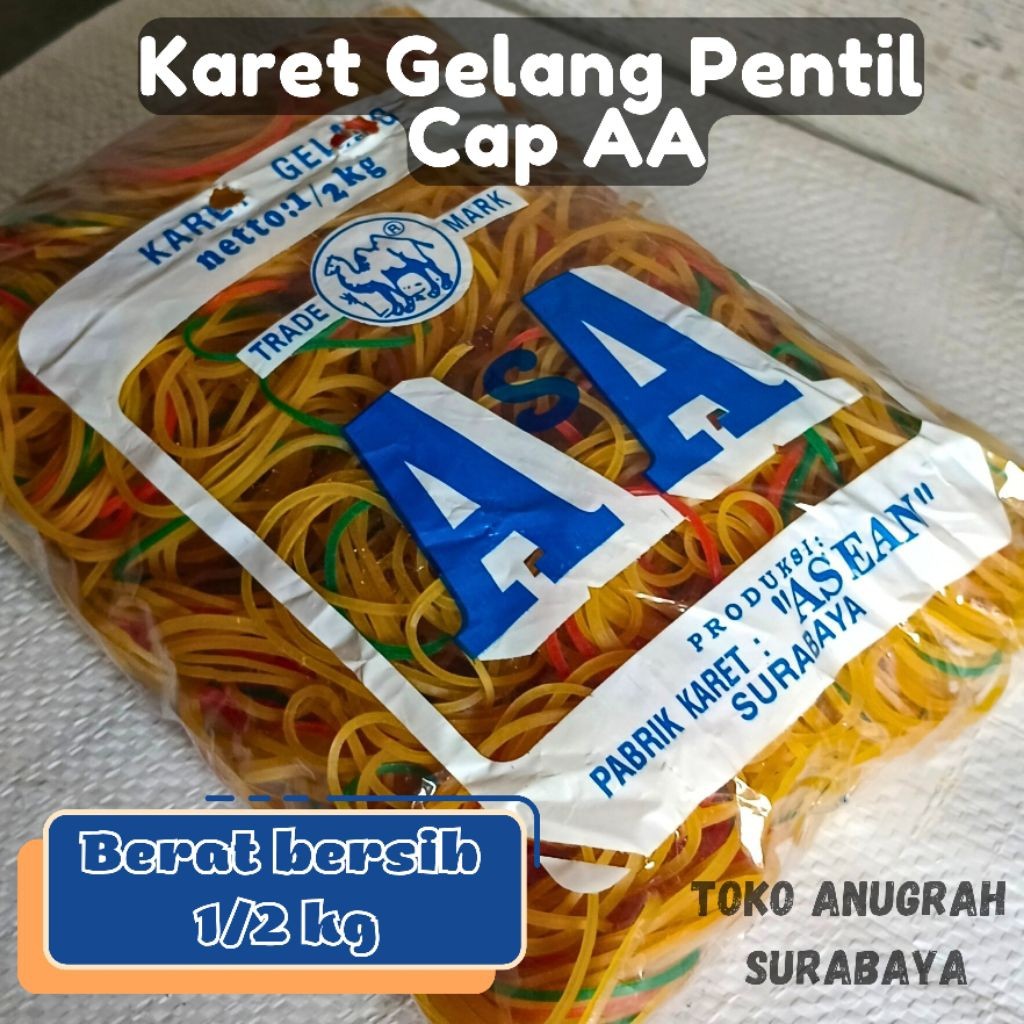new Karet Gelang Pentil Netto 500 Gr Cap AA / Karet Matang Kemasan Setengah Kilo