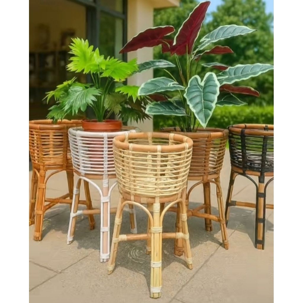 TERLARIS - STANDING POT ROTAN/VAS BUNGA ROTAN/POT BUNGA ROTAN AESTHETIC