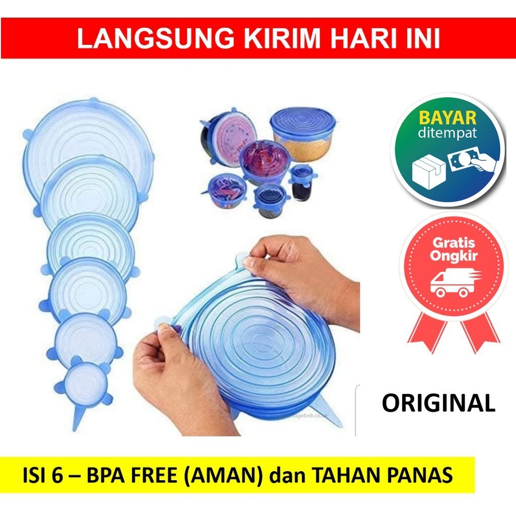 [MV] Silikon Food Cover 6 IN 1 Cover Tutup Penutup Wadah Makanan Serbaguna Silicon MANGKOK BUAH