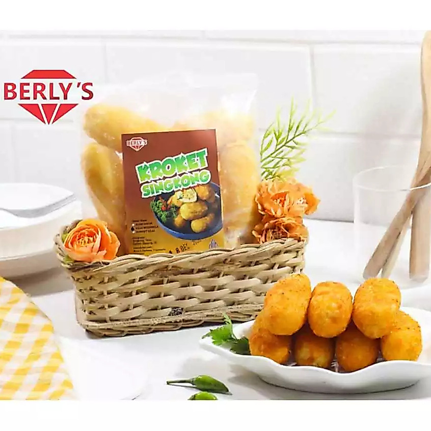 BERLYS Kroket Singkong isi Ayam Sayur Keju Moza isi 8pcs Siap Goreng Frozen Oleh - Oleh - Kheiza