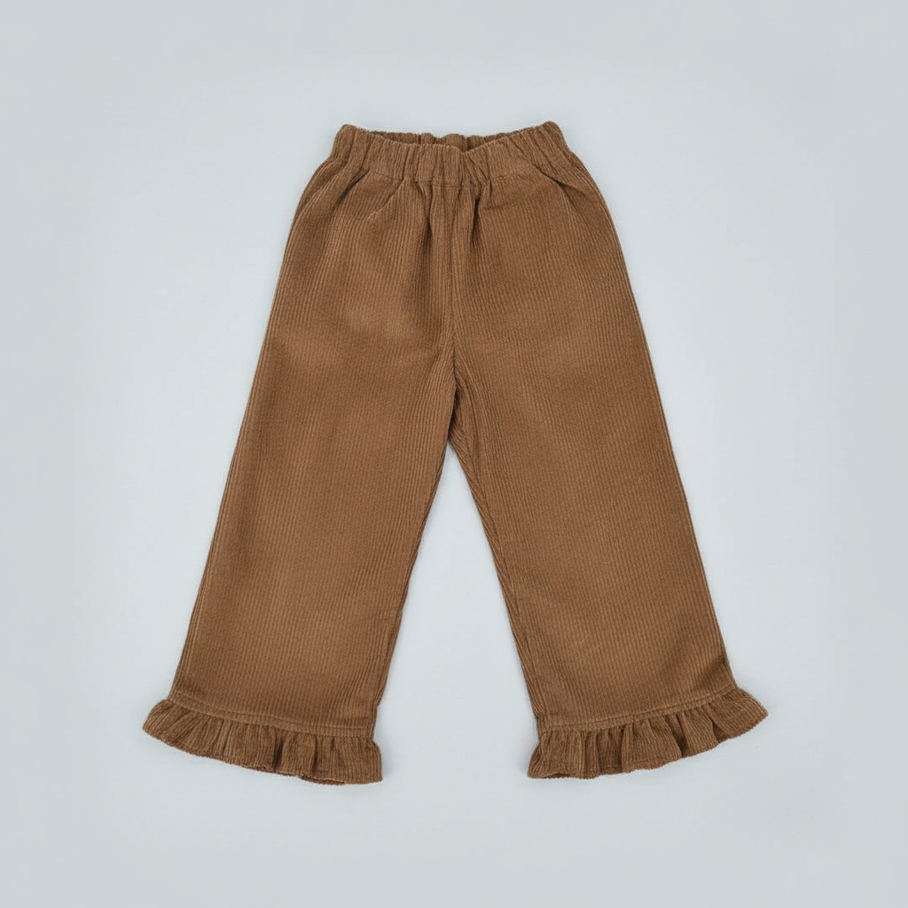 Celana Curduroy Korean Style Ruffle Anak - Curduroy Ruffle Pants