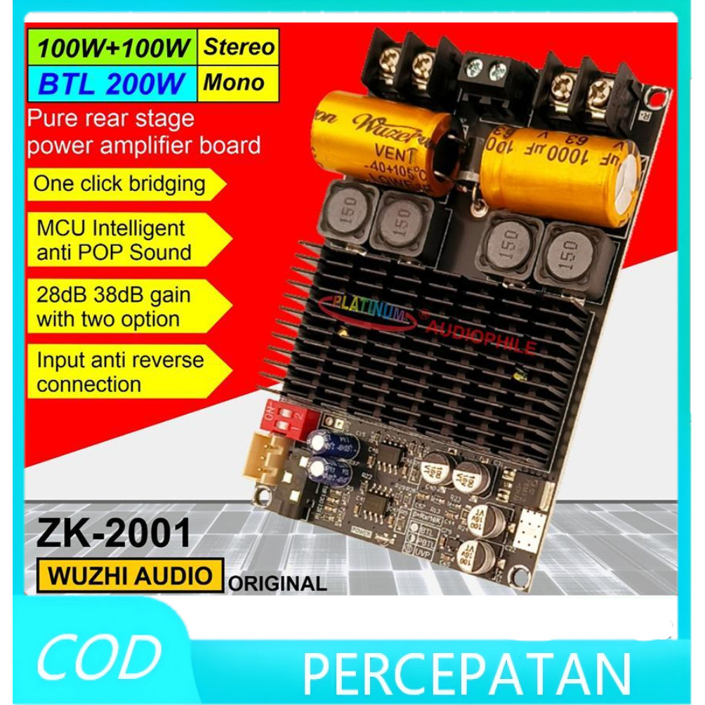 ZK-2001 TPA3221 Amplifier Class D Stereo BTL Bridge Hifi HD Sound High Power 200W