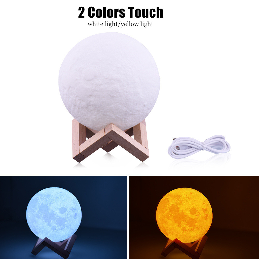 USB Night Lamp 3D Print Moon Lamp Luminaria USB Charging Pat Night Light Led Touch Dimmable 2/16 Col