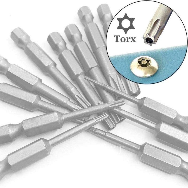 12PCS Mata Obeng Bintang Torx Hex Shank T5 T40 Panjang 5cm Alat Pertukangan Bits Kepala Magnetic Baj