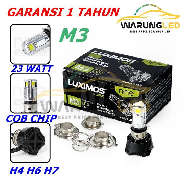 Lampu Headlamp depan LED 3 SISI M3 LUXIMOS LED ECO9 Super Terang ACDC H1-H
