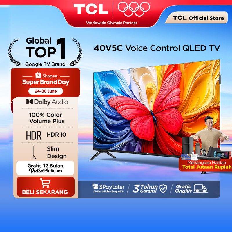 TCL Ultimate QLED FHD TV 40 inch V5C - HDR 10 - Dolby Audio - Google Play/Netflix/Youtube/Disney+Hot