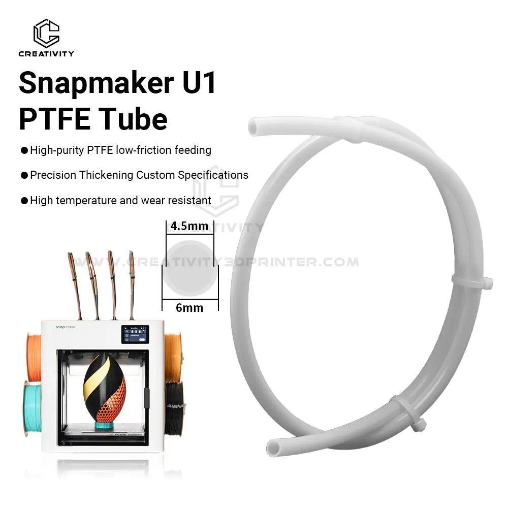 PTFE Tube for Snapmaker U1 Filament Tube Heat Resistant Extruder Tube Length 650mm 4.5mm ID 6mm OD f