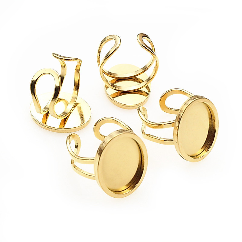 5pcs 13x18mm 18x25mm Inner Size Oval Stainless Steel Adjustable Ring Settings Blank Base Fit Oval