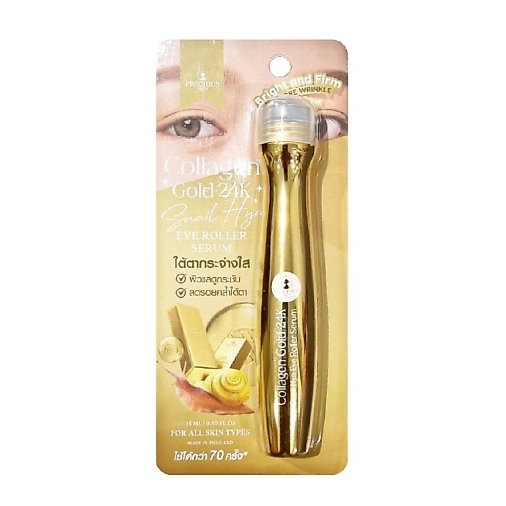 Precious Skin Collagen Gold 24K Snail Hya Eye Roller Serum /Serum Kantong Mata /Serum Mata Panda
