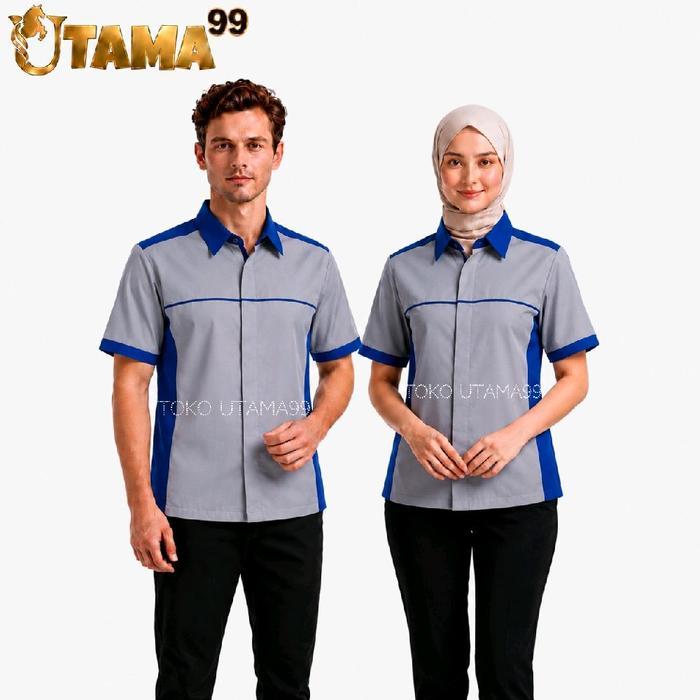 Grosir Baju kerja abu abu biru pria wanita seragam kerja abu abu merah baju kerja biru hitam Katun K