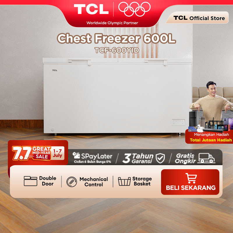 TCL Chest Freezer Kapasitas 600 Liter Super Freezing - Storage Basket Besar - Pembuangan Limbah Air 