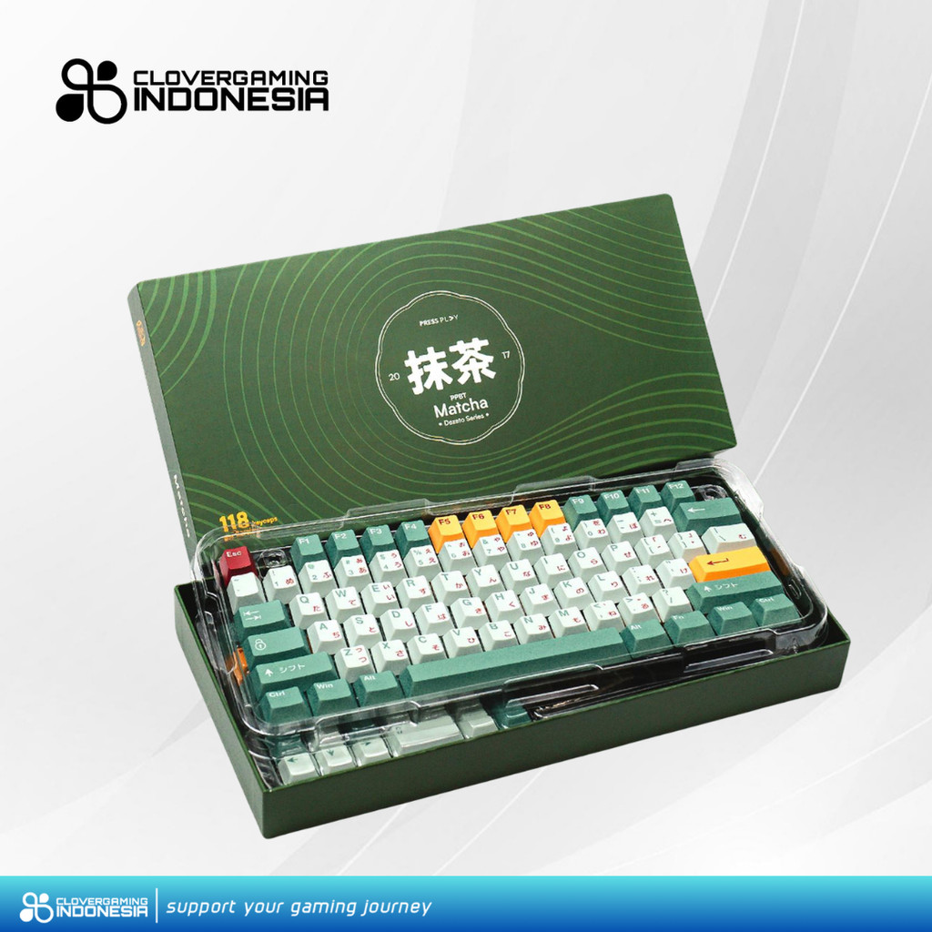 [KEYCAPS ONLY] Press Play PPBT Matcha PBT Dye Sub Cherry Profile Keycap Set by PressPlay for Mechani