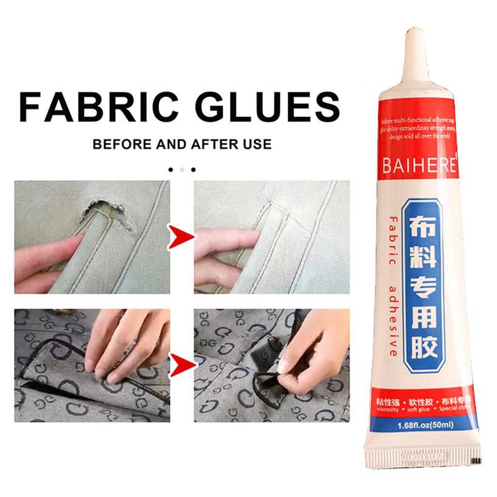 

50ML Jahit Kuat Glue, Lem Perbaikan Kain, Lem kain Kuat cocok untuk semua jenis kain 100% baru