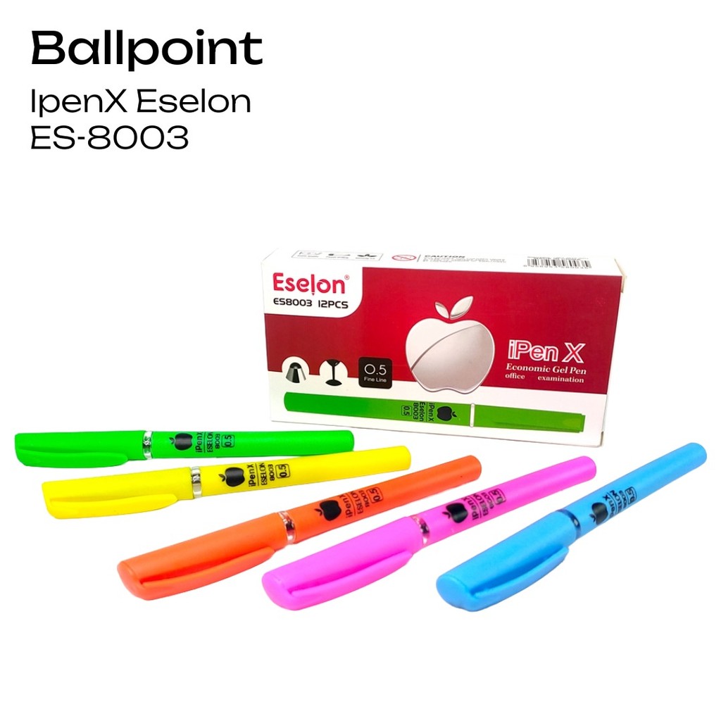 

12pcs Pulpen Gel ES-8003 IpenX Apel Eselon / 1 pack Bolpoin Tinta hitam
