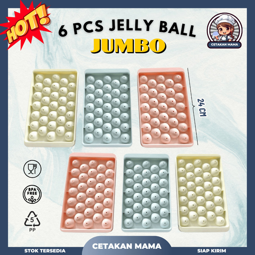 

6 PCS Cetakan Jelly Ball Bulat Jumbo Besar Jelly Bulat Buah Agar Es Batu Jumbo Telur Puyuh 33 Cetakan Bulat Round Ice Cube Tray