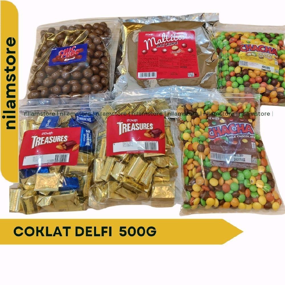 

Cokelat Kiloan Delfi Almond/Mede 500g, Maltitos, Treasure, Chacha, Chic Choc, Silverqueen Bites 500g, Delfi Kiloan