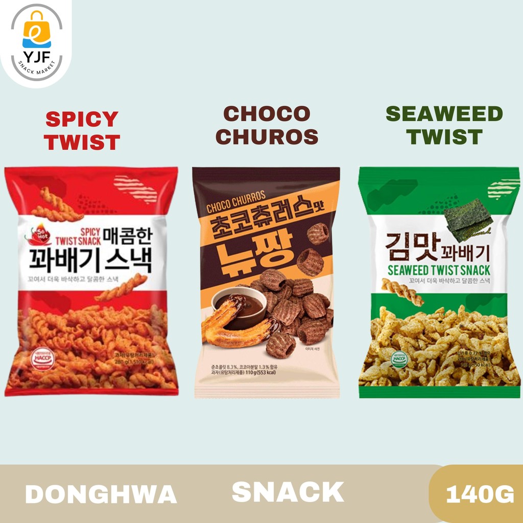 

Donghwa Snack 140g / 110g / Seaweed Twist / Spicy Twist / Choco Churos / Cemilan / Snack Import Korea