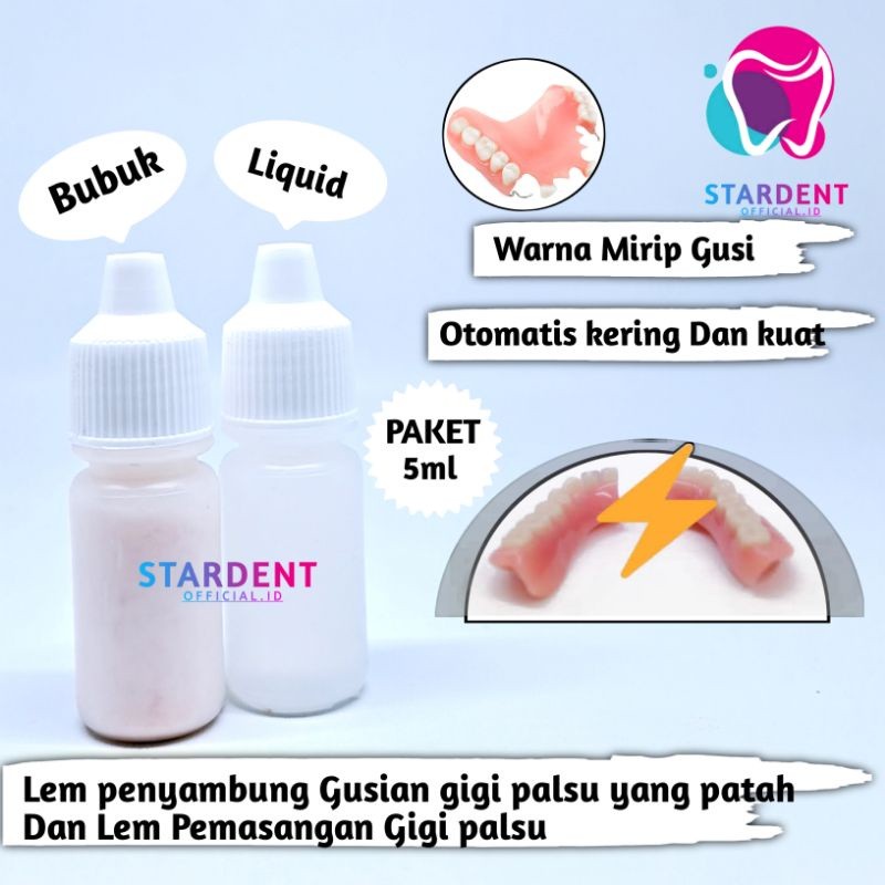 Lem Gigi Palsu Yang patah Otomatis Kering Dan Kuat / Lem penyambung gusian Gigi palsu yang patah