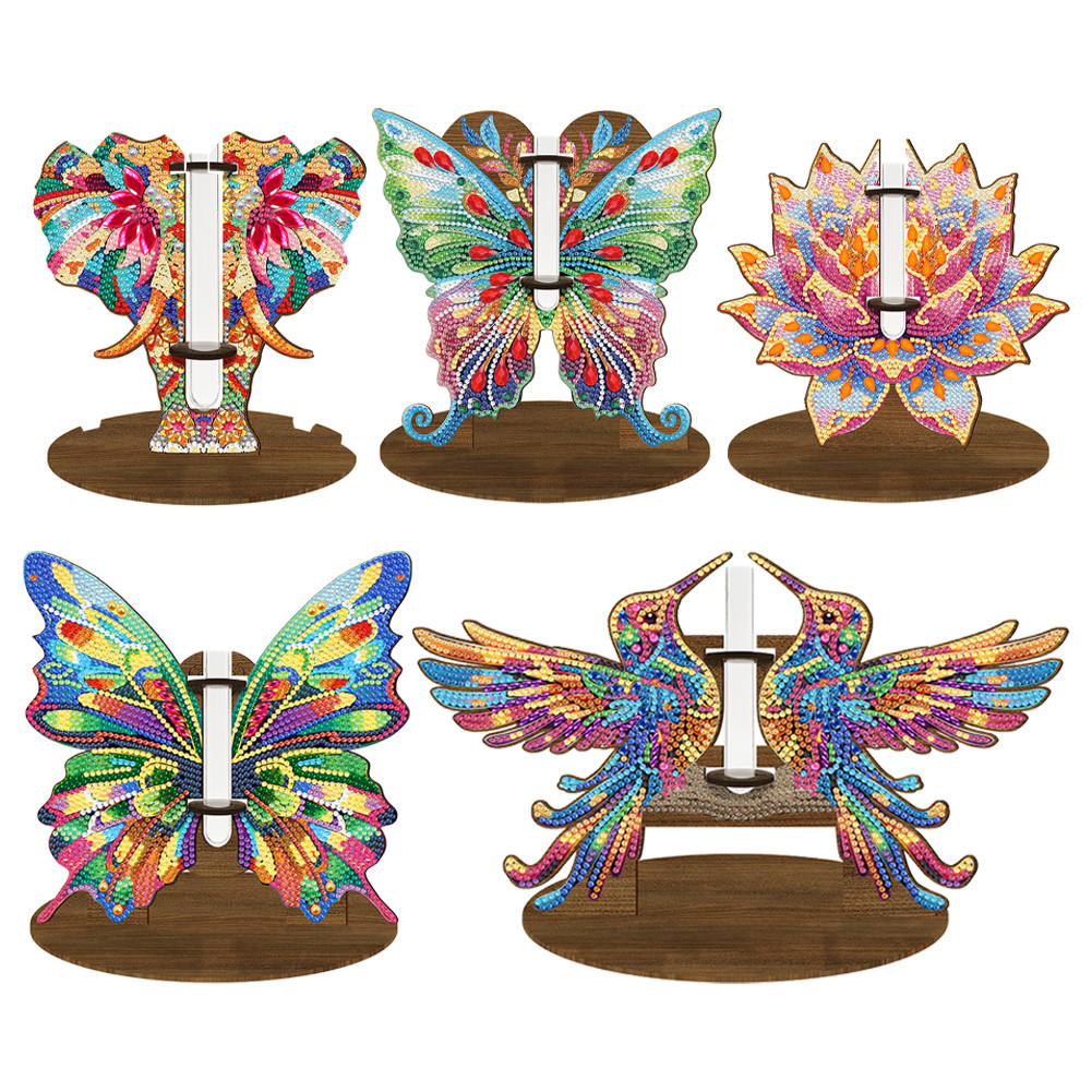 

Wood Elephant Diamond Painting Tabletop Ornaments Kit Desktop Diamond Art Kits Rhinestones Desktop Ornaments for Adults Beginner