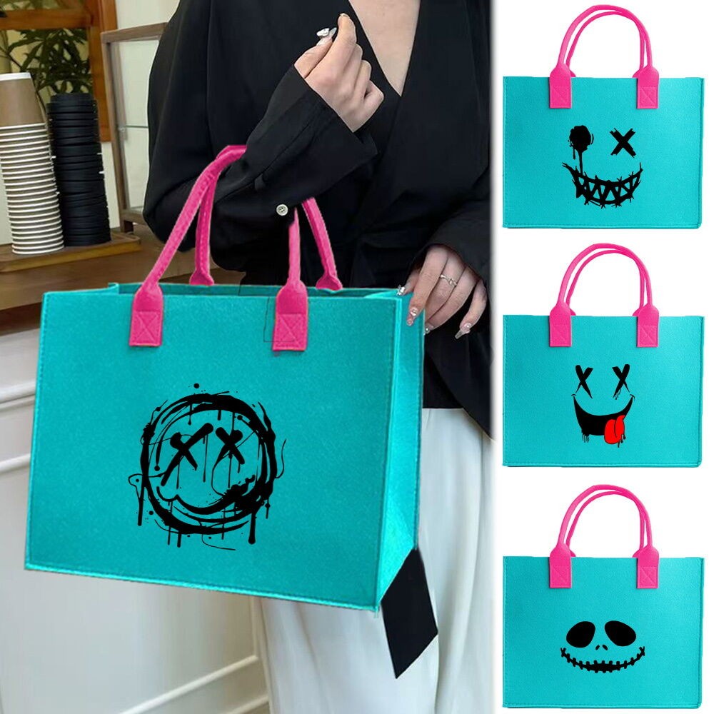 Totebag Wanita / Tas Belanja Felt Design Tote Bag Handbag Shoulder Beg Sling Bags Foldable Felt Tote