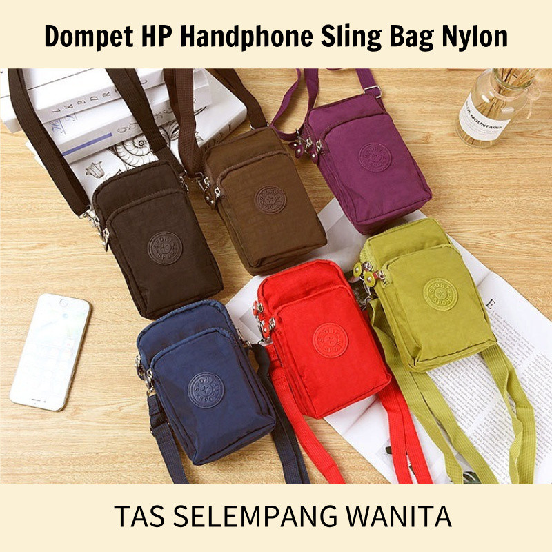 Tas Selempang Mini Cewek Waterproof Pouch Anti Air Dompet HP Handphone Sling Bag Nylon Import