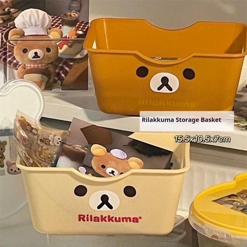 

Rilakkuma peripheral Storage Basket Desktop Snack Storage Box Plastic Cosmetic Storage Box Household Makeup Box Handbook Organiz