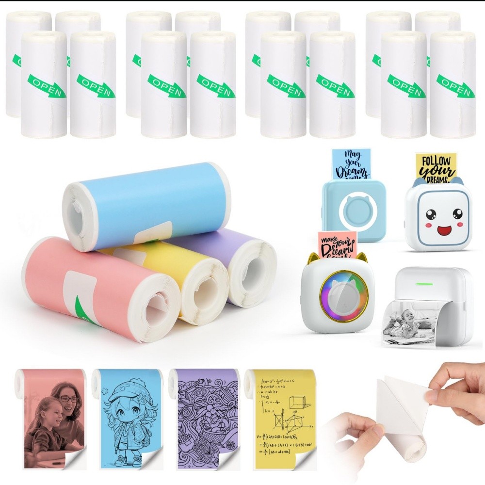 

Mini Portable Printer Thermal Paper HD 57*25mm Universal Self-adhesive Roll Paper Label Sticker For Phone Printing Picture Photo