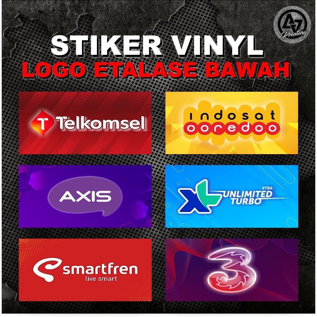 

STIKER VINYL LOGO HIASAN BAWAH ETALASE TIPE KARTU PERDANA (CUSTOM NAMA AGEN TULIS DI CHAT/CATATAN)