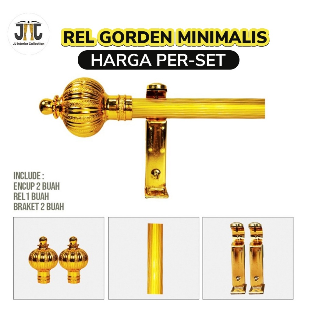 New Rel Batang Gorden Bulat Satu Set Lengkap Tiang Gorden Rollet Penyangga Gorden - Rel RolletPremiu