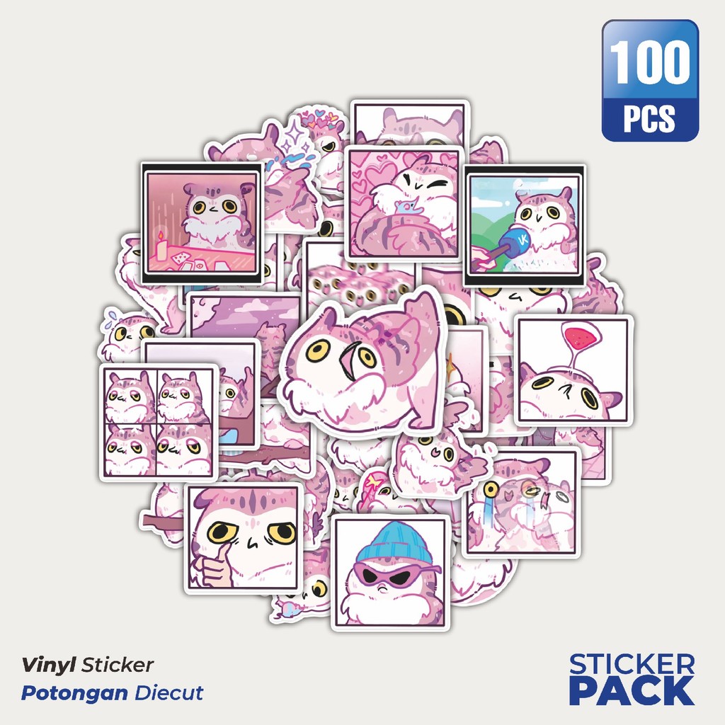 

Terbaru! 50 pcs Stiker Animal Owl Sava The Purple [Burung Hantu] Dekorasi Lucu Kreatif untuk Notebook, Skateboard, HP