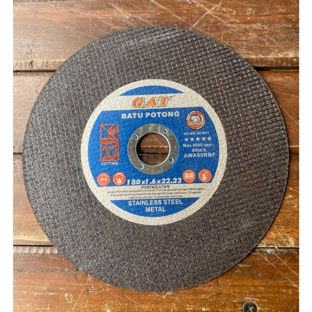 Batu Potong gerinda 7 Inch GAT/Batu potong GAT 180X1.6X22.23/Resibond potong 7 inch (PCS)