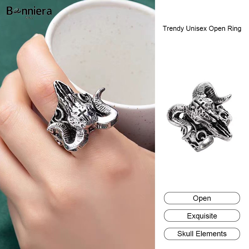 Murah&COD Simple  Sheep Head Ring Trendy Unisex Open Ring Personalized Hip Hop Ring-Bo