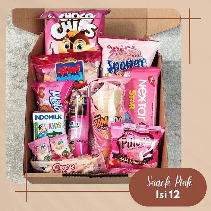 

Snackbox Giftbox Fullsnack hampers kado murah cocok untuk kado hadiah - Pink Isi 12, Birthday