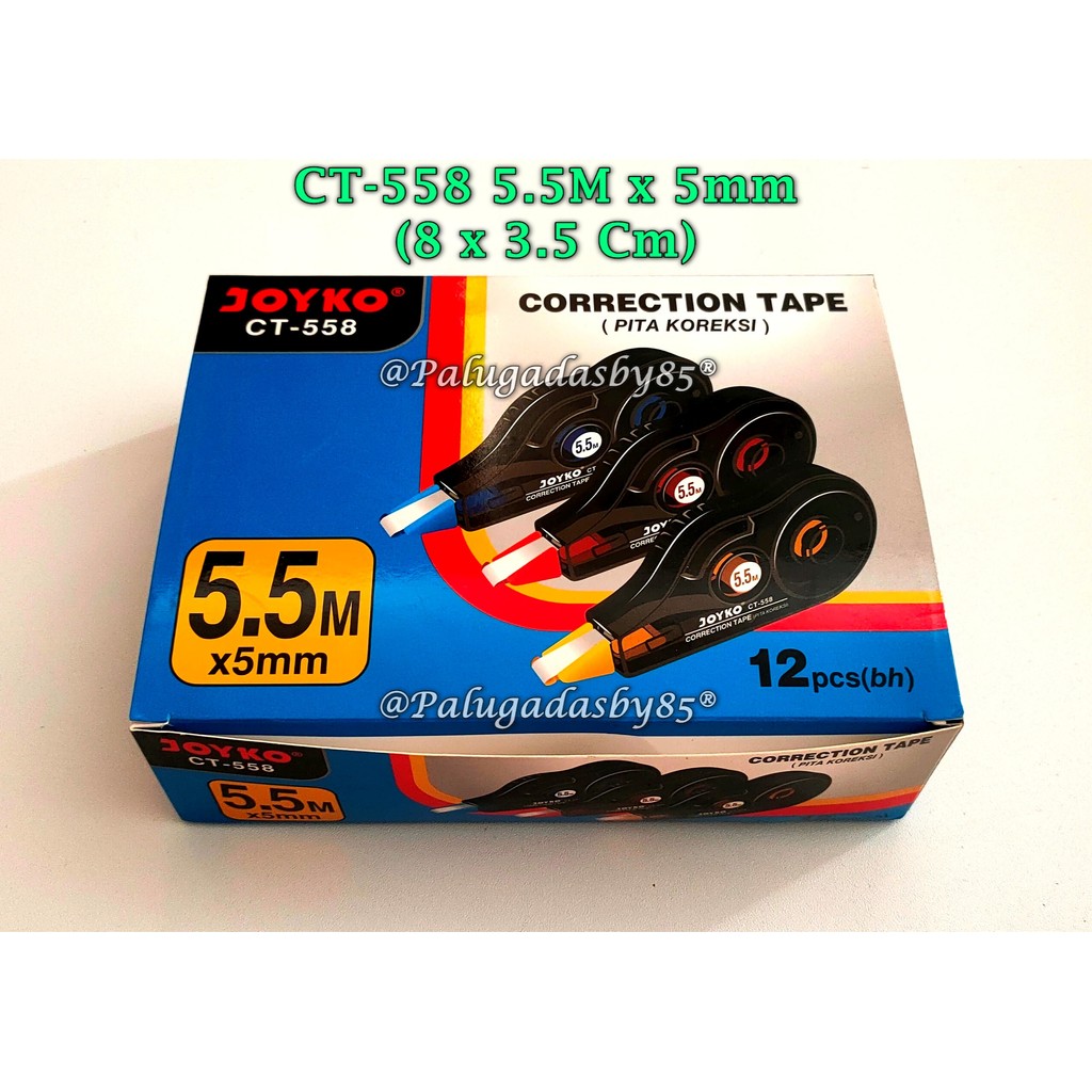 

(1 Pak Isi 12 Pcs) GROSIR Correction Tape JOYKO CT-558 5.5M x 5mm (1 Pak Isi 12 Pcs)