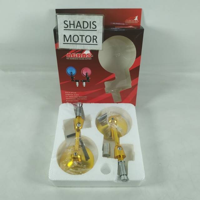 Spion Jalu Motor Merk AGRAS Tipe 3070 Model Bulat Warna Gold Spion Jalu Stang ALL Motor
