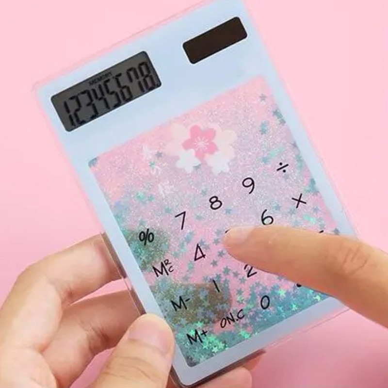 

Cute Quicksand Calculator Transparent Calculator Solar Energy Calculator Student Portable Touch Mini Solar Calculator