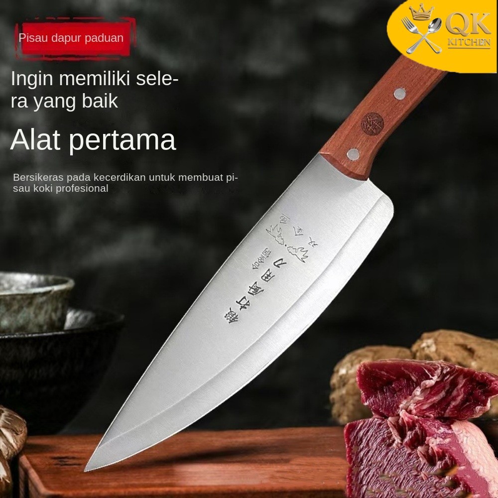 Pisau Dapur Stainless Steel Gagang Kayu | Tajam Kuat Pemotong Daging