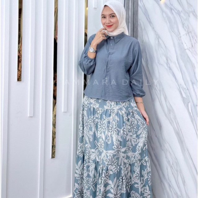 NURKHAYAH.SHOP AMMARA - Safara Setelan Rok Rayon Mix Pololinen