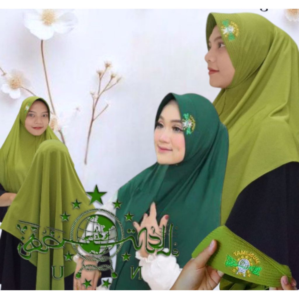 hijab muslimat NU pet bordir permanen kerudung seragam instan atasan muslimat