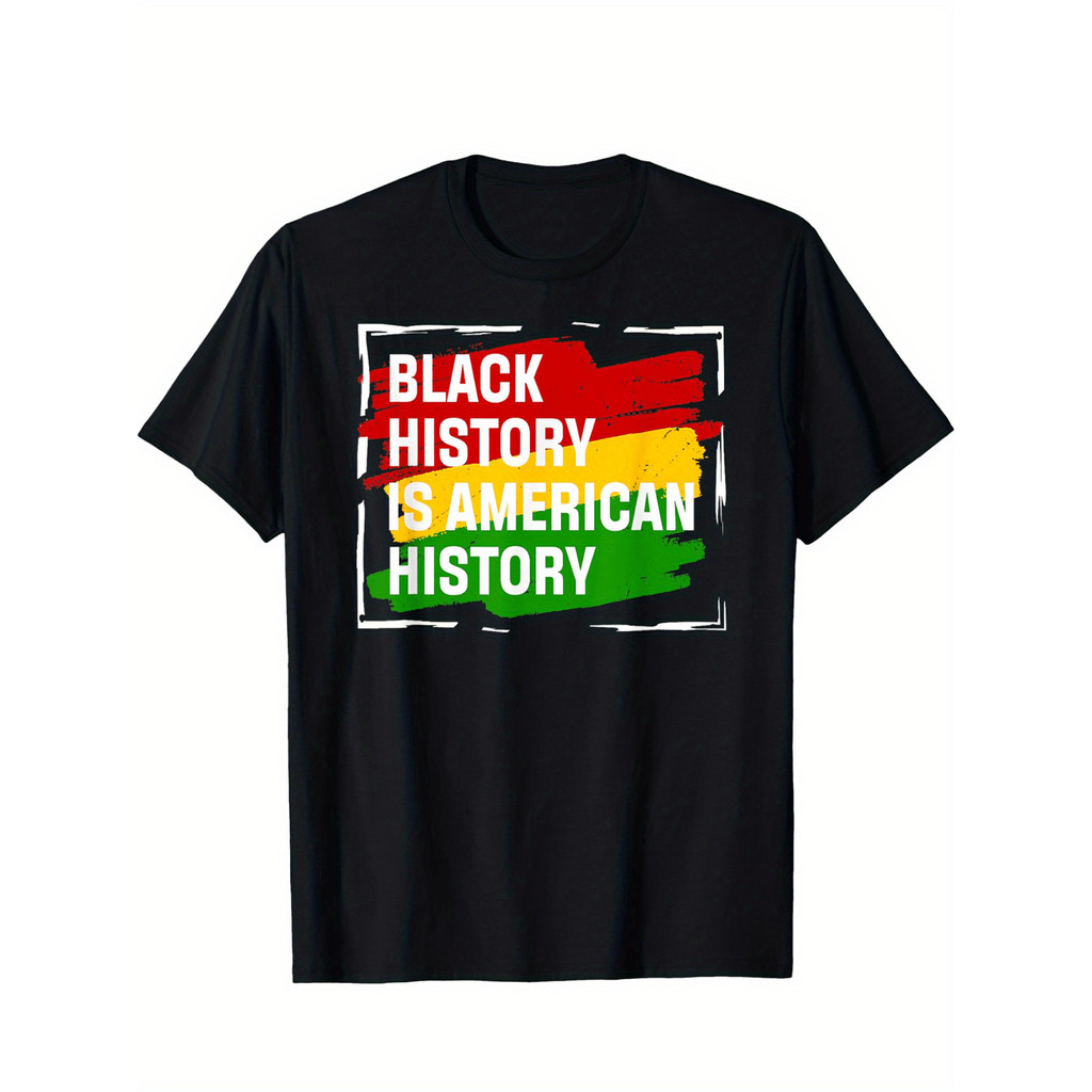 Kaos Sejarah Kulit Hitam Adalah Sejarah Amerika - 100% Katun, Oblong, Lengan Pendek, Bahan Rajut, Ce