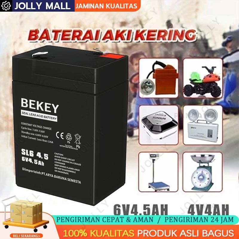 Baterai Aki Kering  6V 4,5Ah +level Baterai / 6v 12ah Baterai UPS Battery Lampu Emergency/Aki Kering
