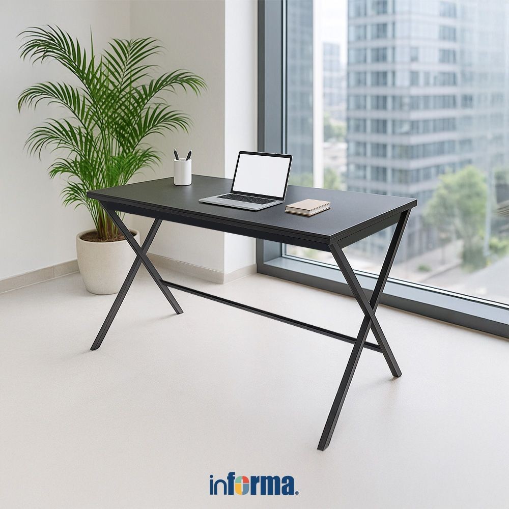 Informa Raynor Meja Kantor - Cokelat Walnut Office Table Furnitur Kantor Meja Kerja Belajar Desk Tab